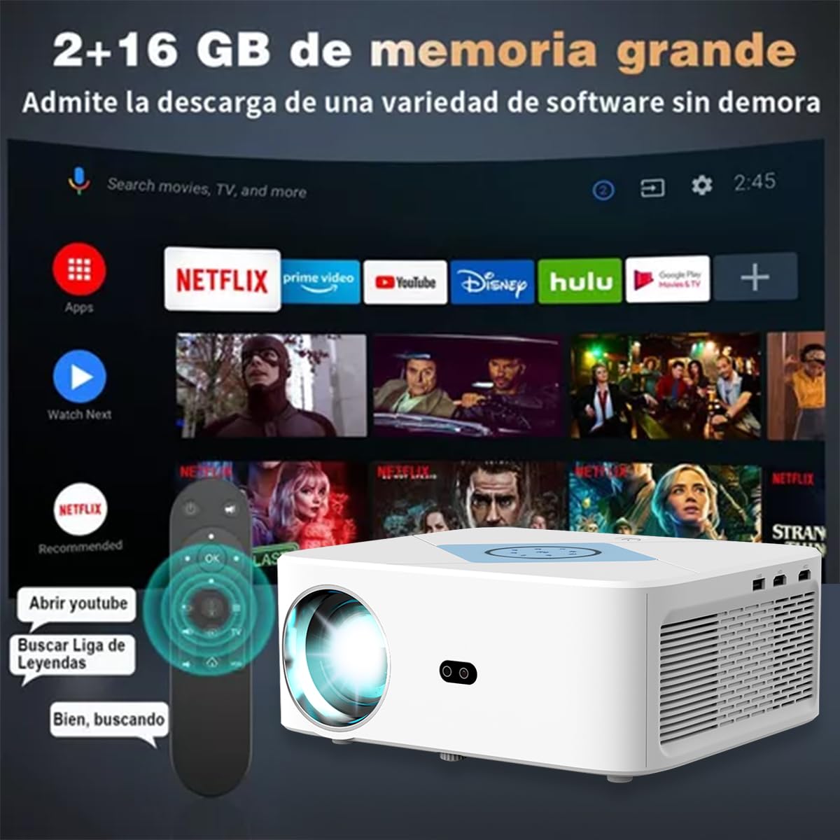 E T EASYTAO Proyector Portatil, Proyectores Inteligente 1080P Soporta 4K con Bocinas Boble Dolby Compatible con 2.4G/5G WiFi 6, Mini Proyector para Celular/Laptop/PC/PS5/Smart TV