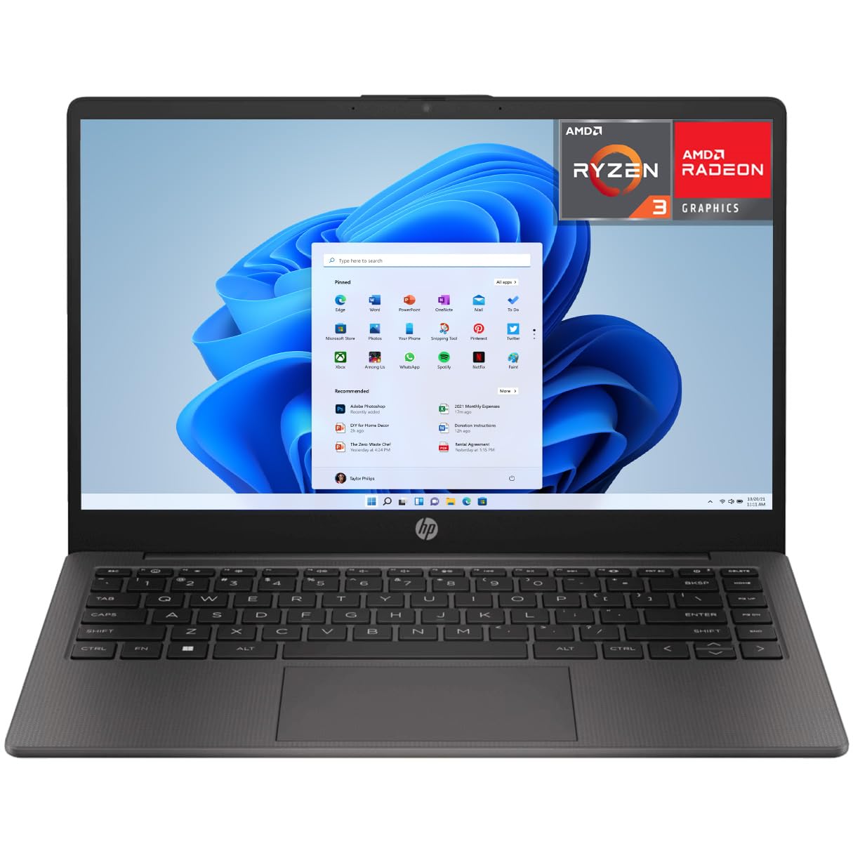 HP Laptop 245 AMD Ryzen 3 7330U 16GB 512GB SSD 14" W11 Teclado Español Ideal para Estudiante y Oficina