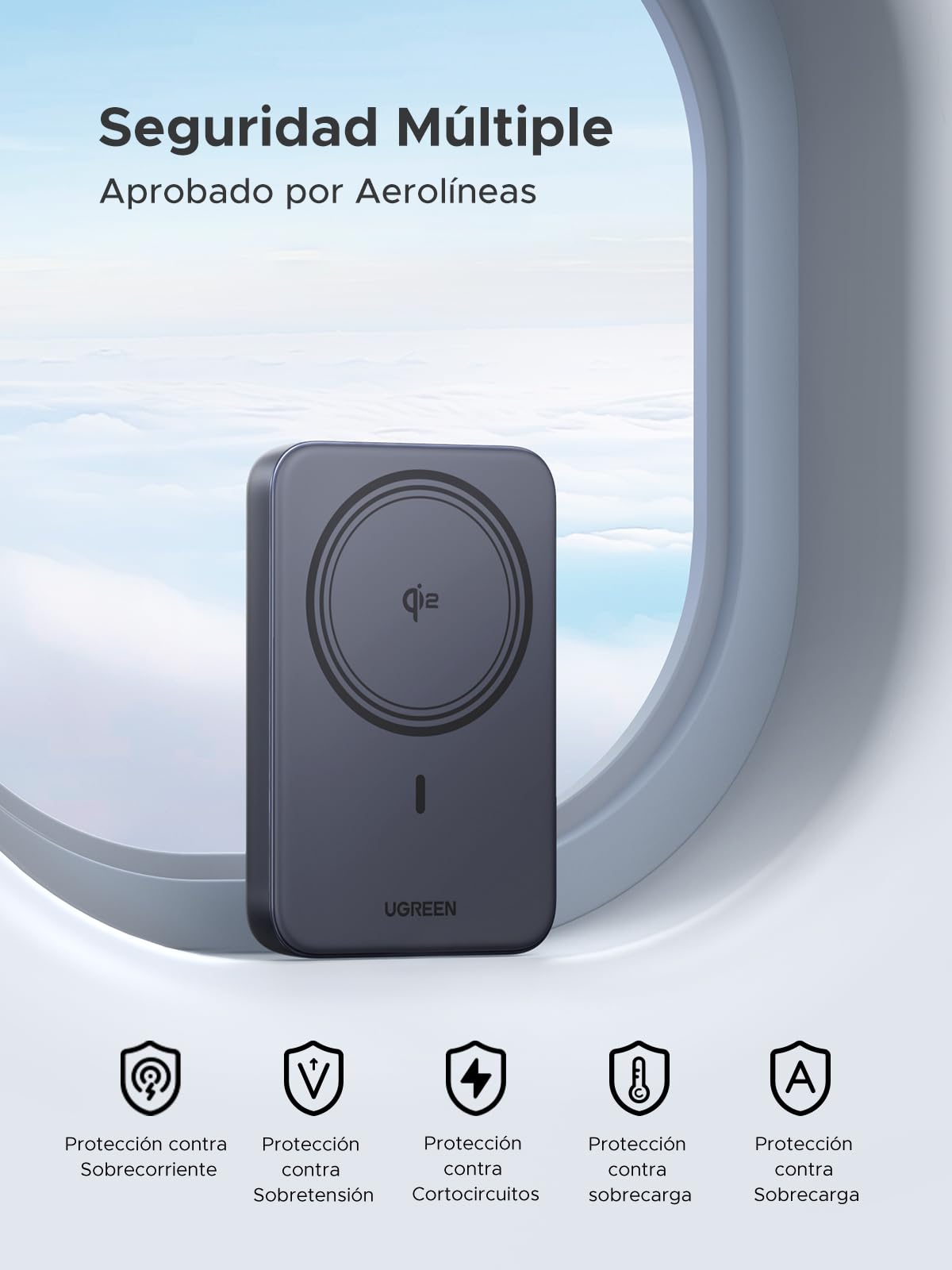 UGREEN Qi2 15W Certificado 10000mAh Power Bank Inalambrico 20W, Powerbank Batería Portátil, Tipo C Pila Portatil Carga Rapida Magnetica PowerBank Compatible con iPhone 16/15/14/13/12+ Pro MAX