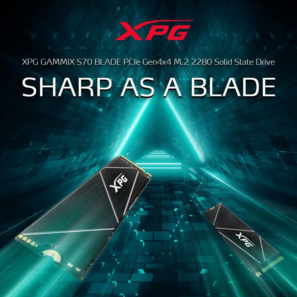ADATA XPG GAMMIX S70 Blade, Unidad Estado Sólido SSD PCIe Gen4x4 M.2 2280, Rendimiento Lectura/Escritura 7400/6800 MB/s, 1TB (AGAMMIXS70B-1T-CS)