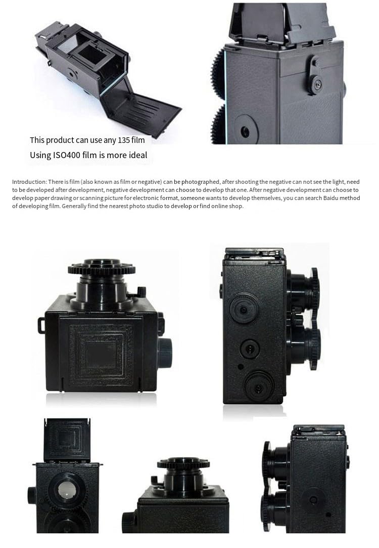 Helilyco para cámara réflex clásica de 35 mm, para cámara compacta portátil vintage para fotografía de película 135, cuerpo ABS con manual para enfoque, negro