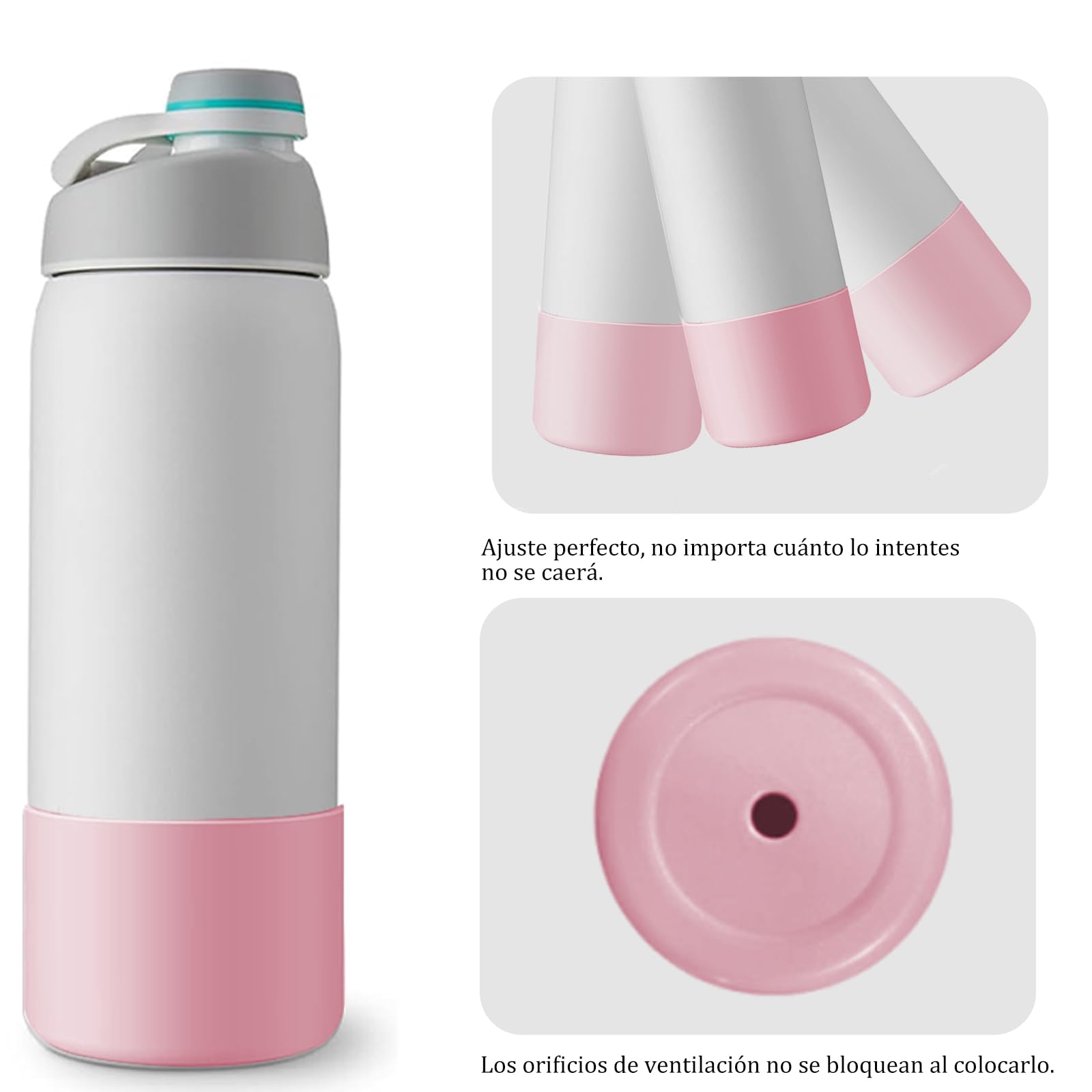 2 Piezas Silicon Funda para Owala, Protectora para Parachoques Inferior Antideslizante para Botellas de Acero Inoxidable FreeSip, Twist, y Tirar,Accesorios para Owala 24oz (Verde y Rosa)