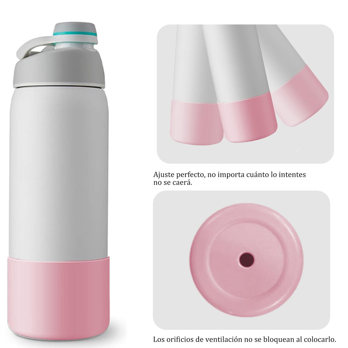 2 Piezas Silicon Funda para Owala, Protectora para Parachoques Inferior Antideslizante para Botellas de Acero Inoxidable FreeSip, Twist, y Tirar,Accesorios para Owala 24oz (Verde y Rosa)