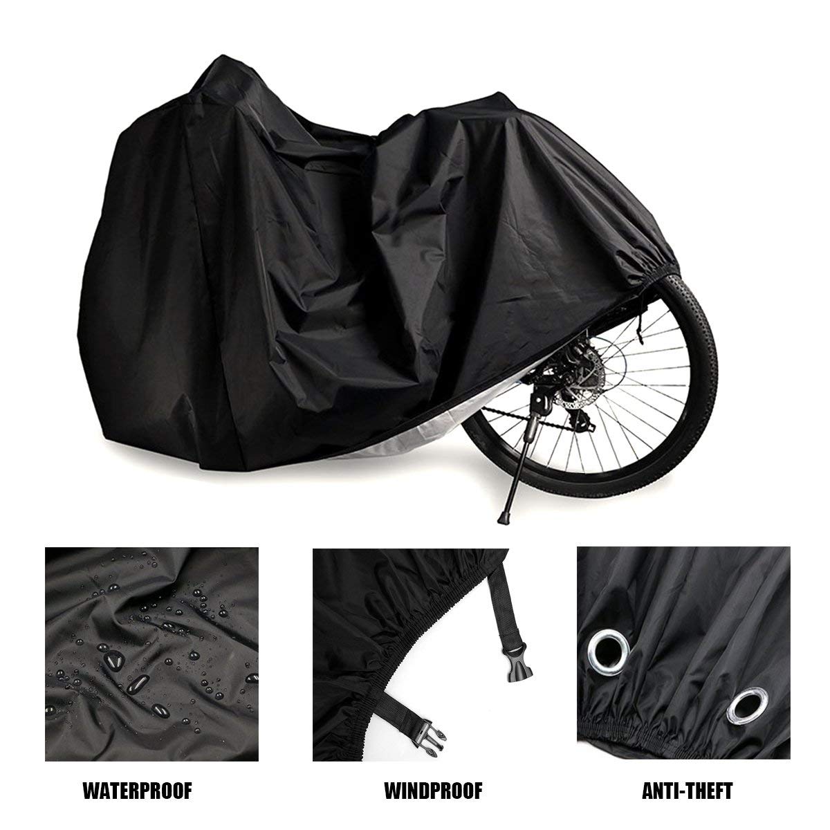 PUBAMALL Funda de Bicicleta - Resistente al Agua y Anti-UV - Cubiertas de Almacenamiento para Bicicletas de montaña y Carretera (Negro)