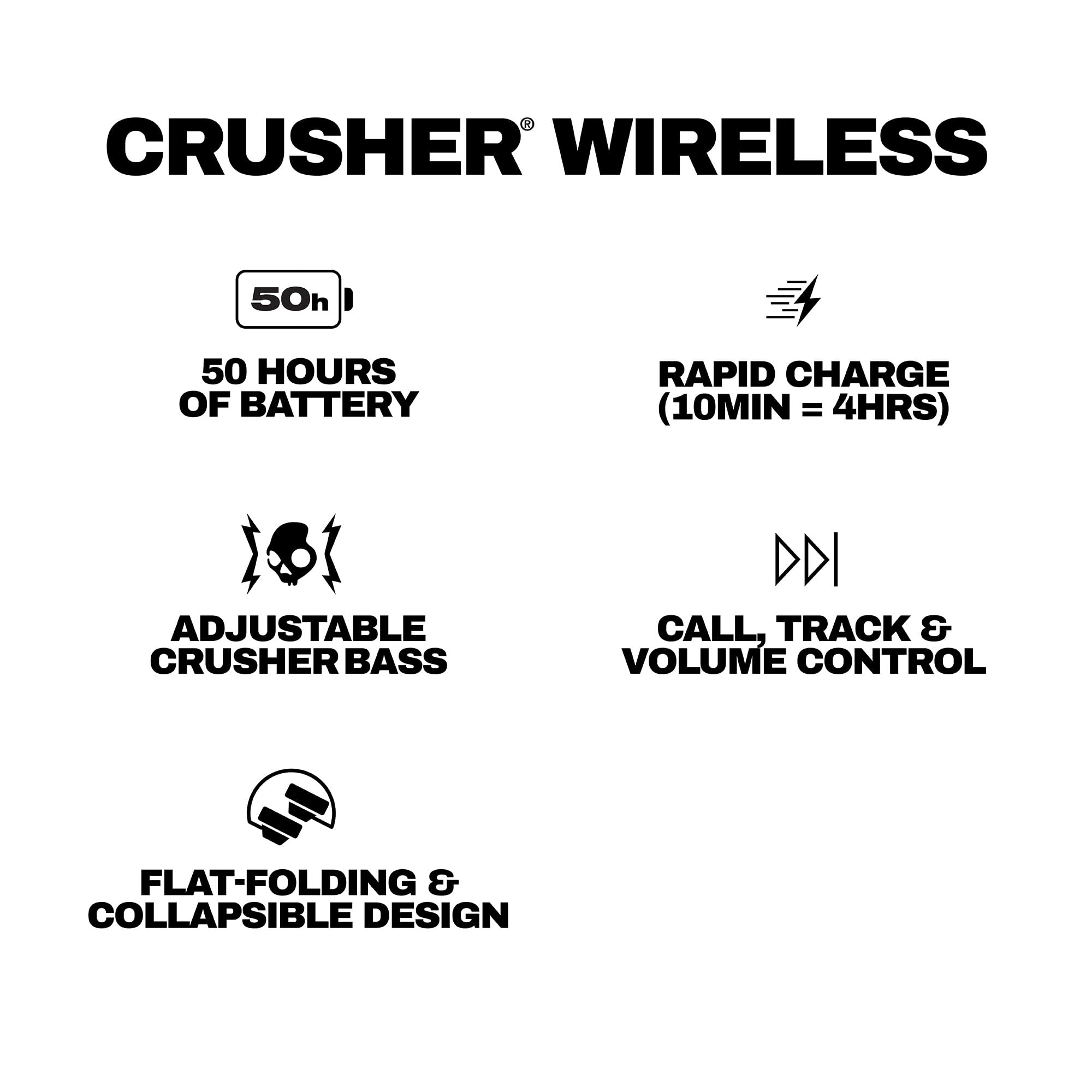 Skullcandy Audífonos Inalámbrico Crusher Wireless Negro Over Ear