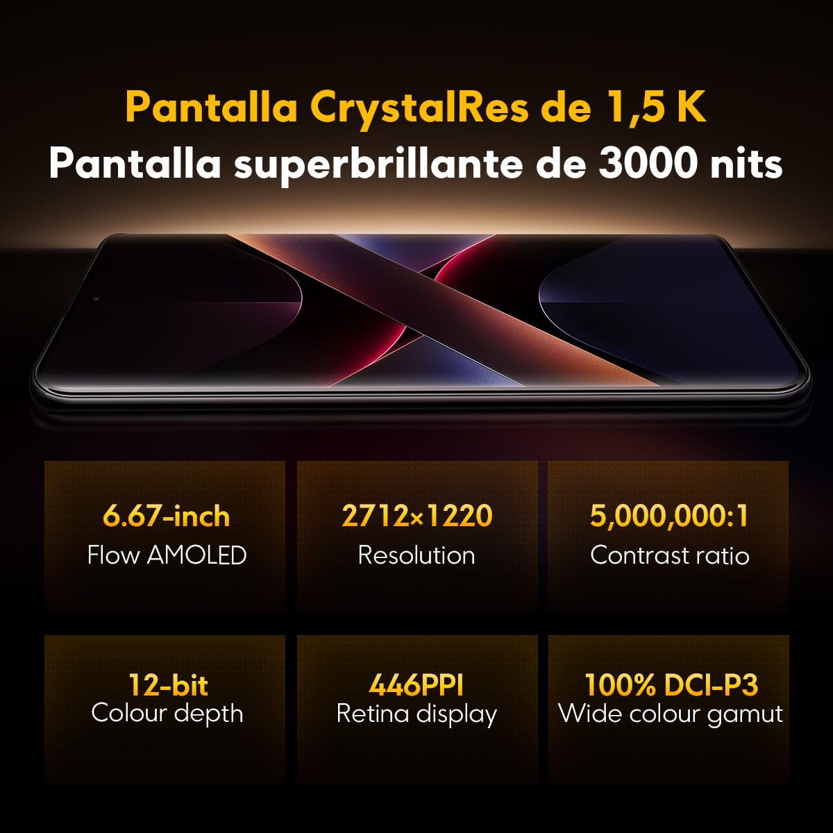 Xiaomi Teléfono Celular Poco X7 12+512GB Negro NFC 5G Powerful Dimensity 7300-Ultra CrystalRes 1.5K AMOLED Curved Display