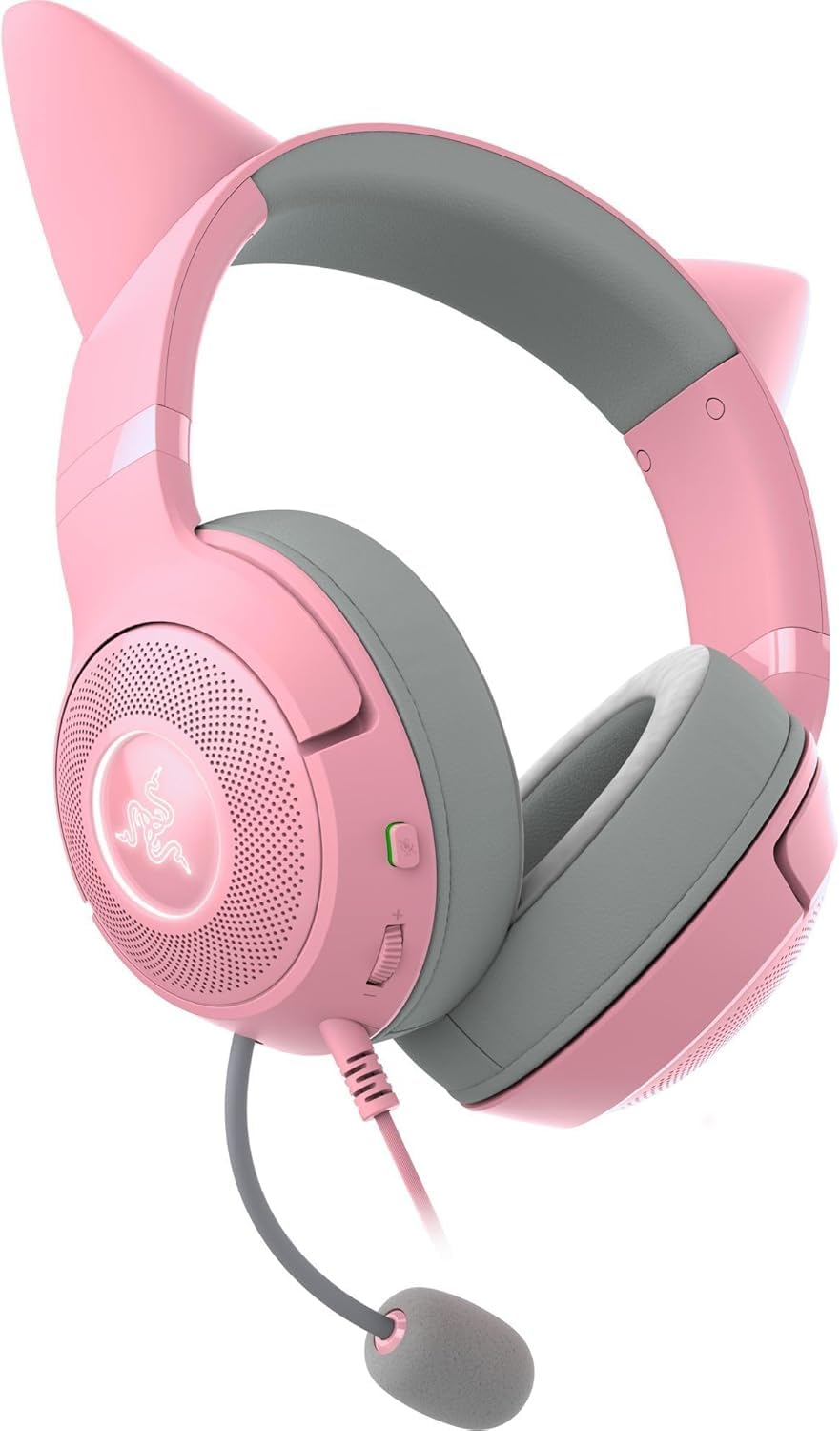 Razer Kraken Kitty V2 -Audifonos diadema alámbricos RGB Chroma iluminación reactiva - Micrófono cardioide HyperClear - Controladores 40 mm - Sonido envolvente 7.1 ,Rosa Cuarzo (Reacondicionado)
