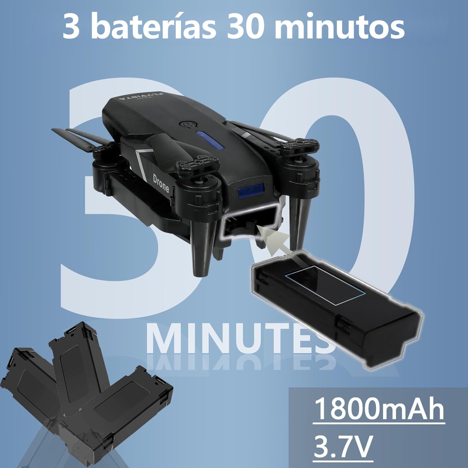 Dron con Cámara Dual, 360° Adjustable Eléctricamente Mini Drone para Principiantes, Drones con Cámara RC FPV WIFI 4k Cuadricóptero, Vuelo por Puntos de Referencia, Auto-Seguimiento, Giro 3D, Inicio con una Tecla, 3 Velocidades, 3 Baterías y Bolsa Portátil