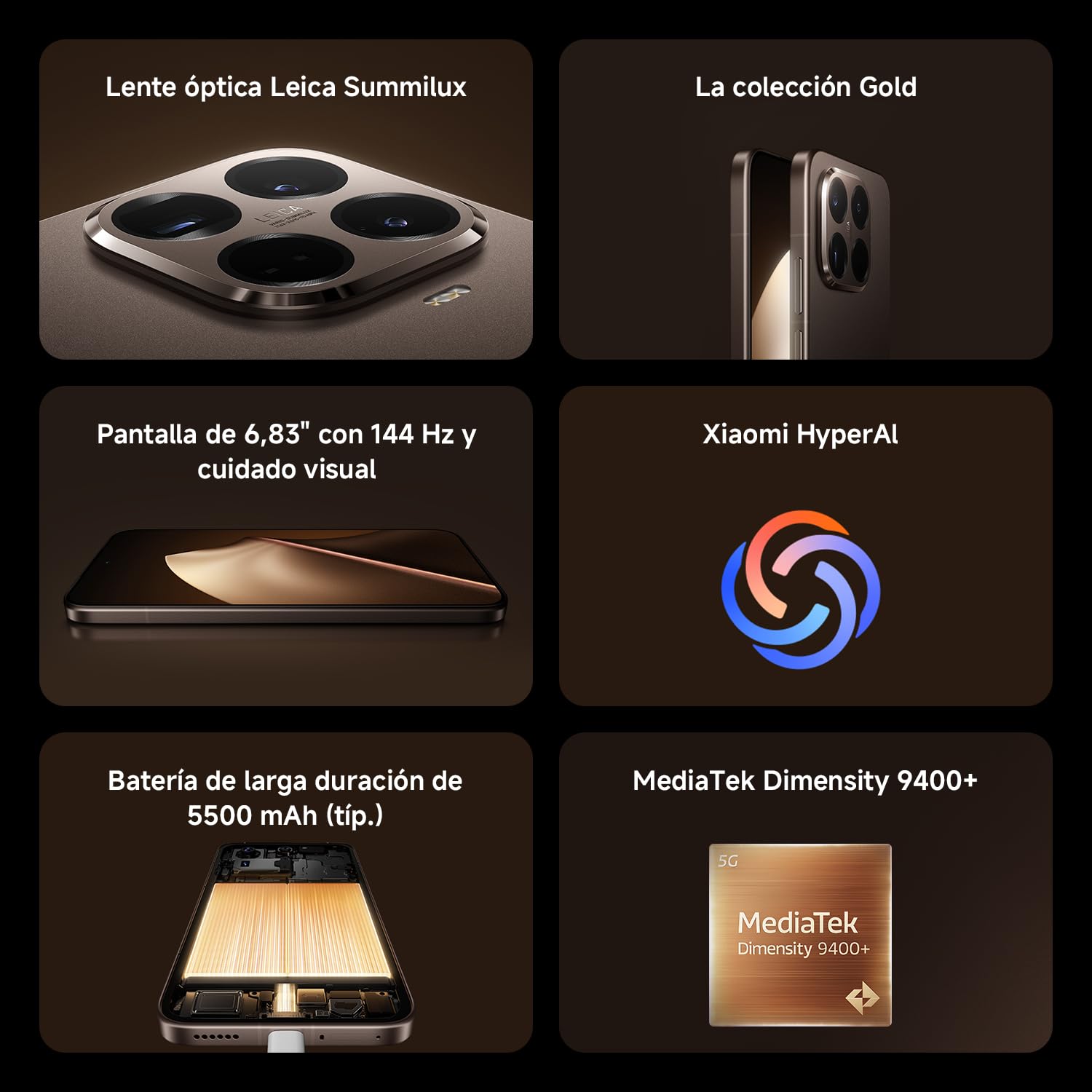 XIAOMI 15T Pro Celular 12GB RAM+512GB ROM Dorado Moca Cámara de 50MP