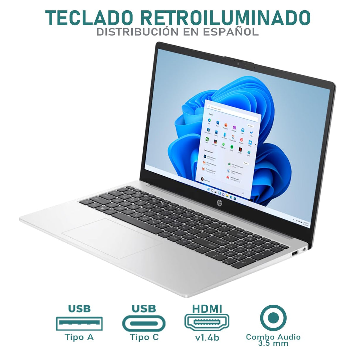 HP Laptop 255 G10 AMD Ryzen 3 7330U 8GB RAM 512GB SSD 15.6" Windows 11 Home Teclado en Español