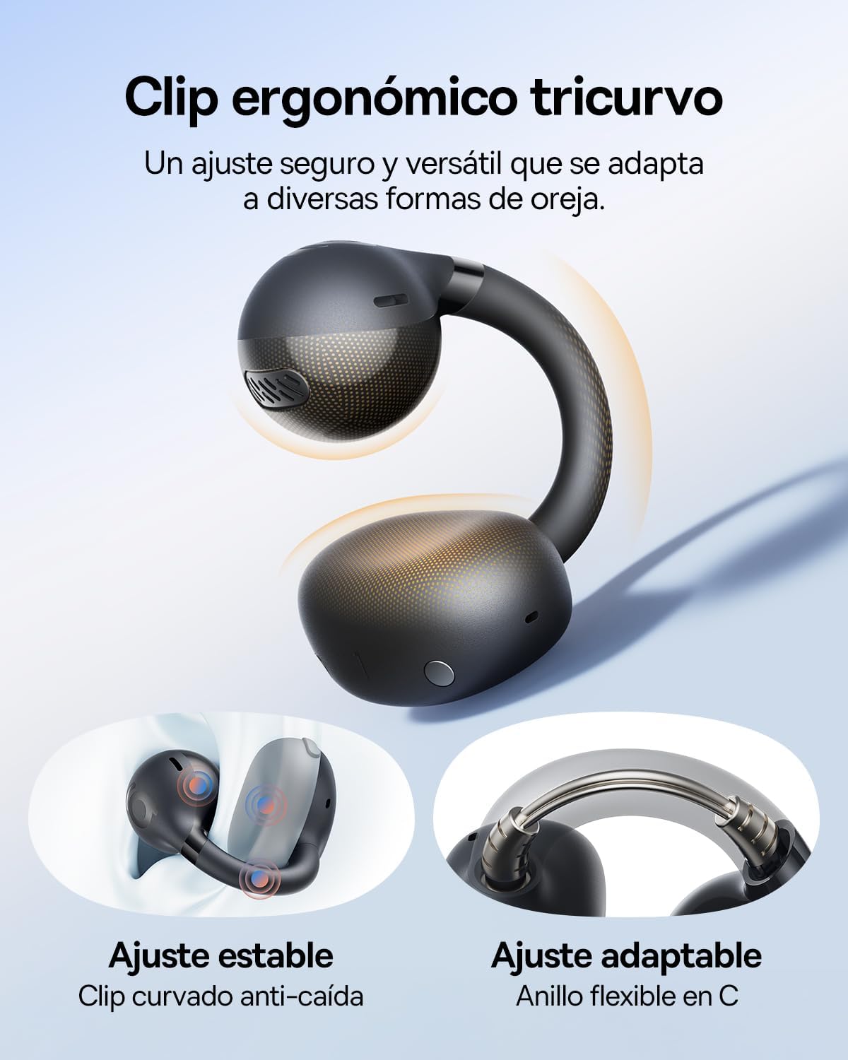 Baseus BC1 Audífonos Inalámbricos Open Ear con Clip, Bluetooth 6.0, Negro
