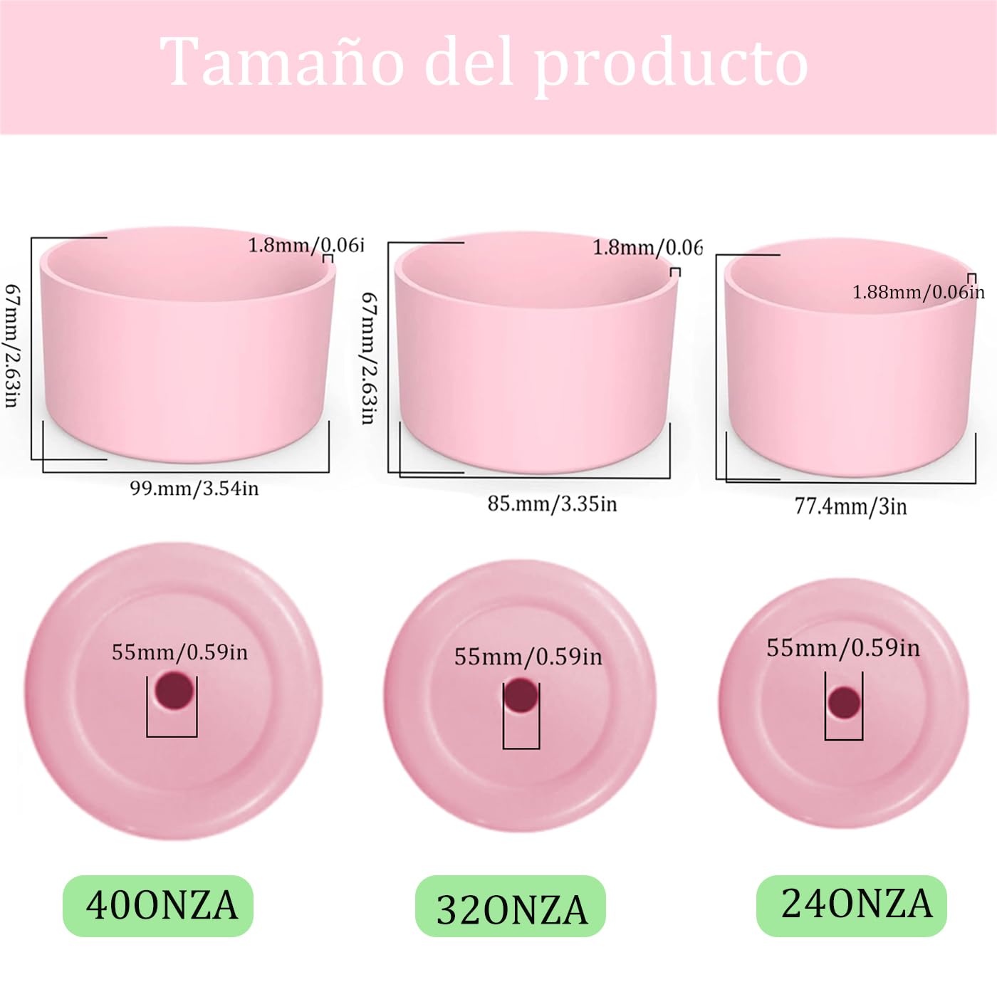2 Piezas Silicon Funda para Owala, Protectora para Parachoques Inferior Antideslizante para Botellas de Acero Inoxidable FreeSip, Twist, y Tirar,Accesorios para Owala 24oz (Verde y Rosa)