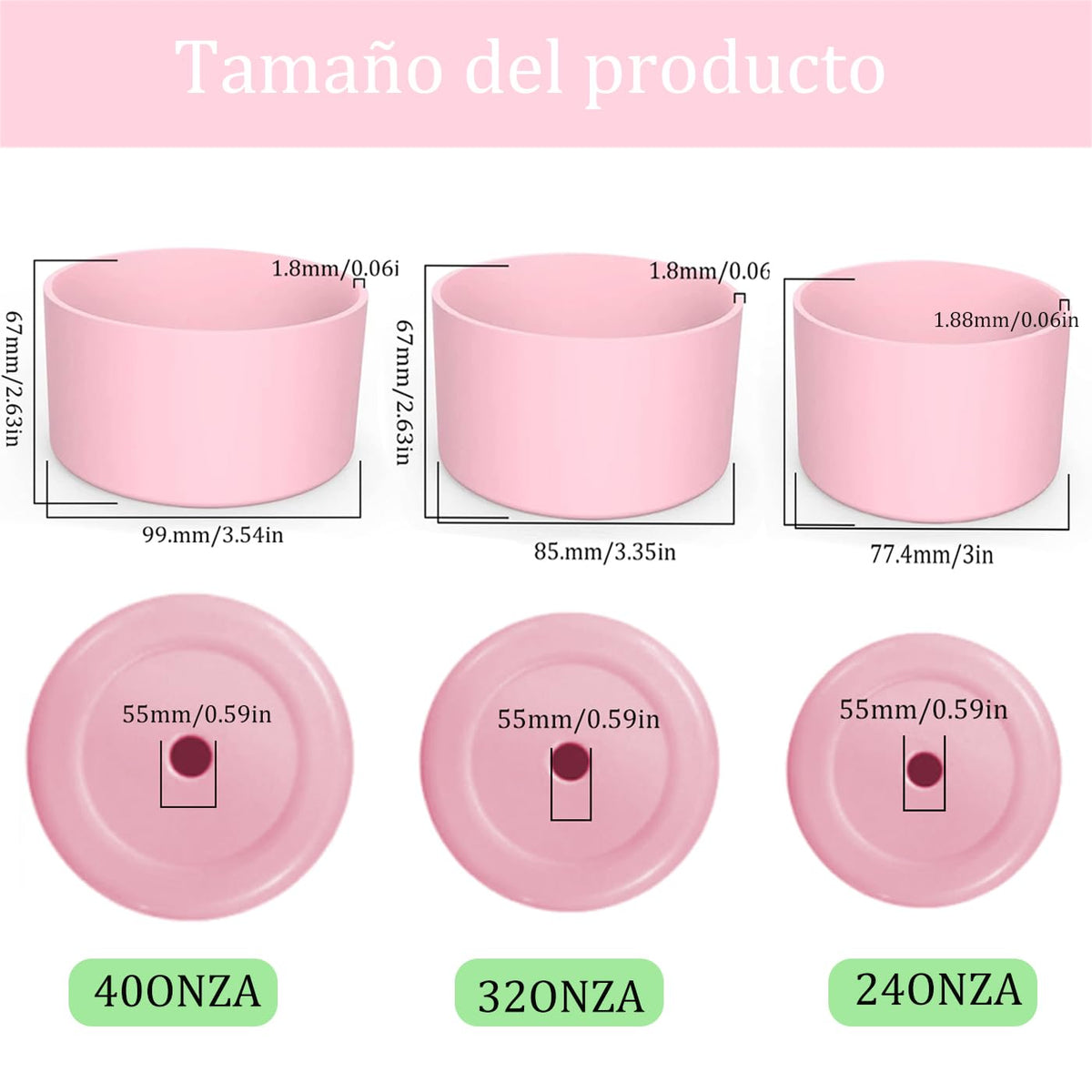 2 Piezas Silicon Funda para Owala, Protectora para Parachoques Inferior Antideslizante para Botellas de Acero Inoxidable FreeSip, Twist, y Tirar,Accesorios para Owala 24oz (Verde y Rosa)