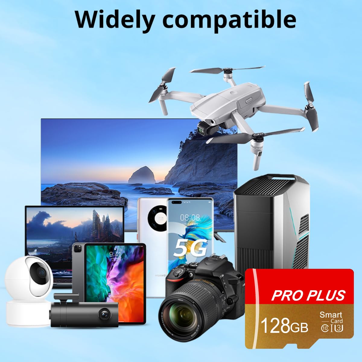 Bliksem Paquete de 2 Tarjeta de Memoria de 128 GB con Adaptador SD, Tarjeta SD de Alta Velocidad, Tarjeta TF, UHS-I C10 A1, para Tablet, Teléfono Celular, Cámara, Audio de Coche (TF162 128 GB)
