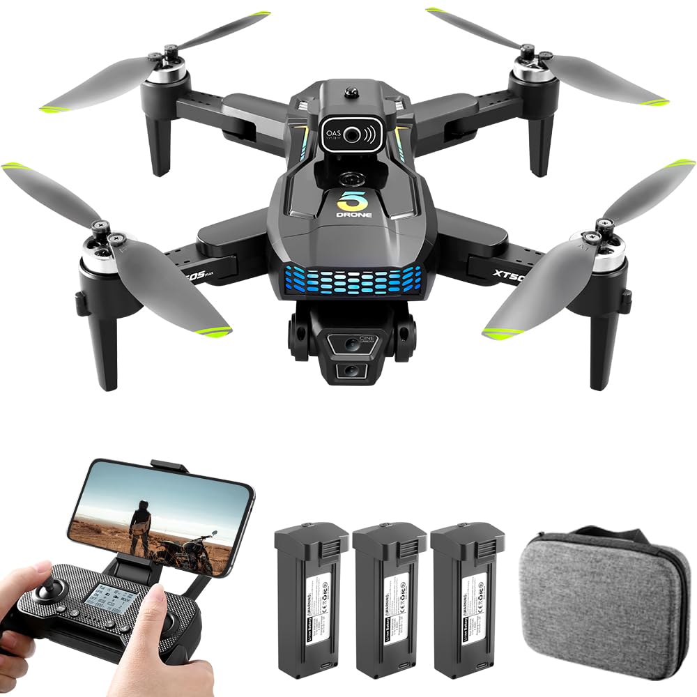 Dron Plegable con GPS 5G, Cámara Dual Wi-Fi 4K, Gimbal Servo, Motor Sin Escobillas, Vuelo Inteligente, Prevención de Obstáculos y Larga Duración de Batería x 3