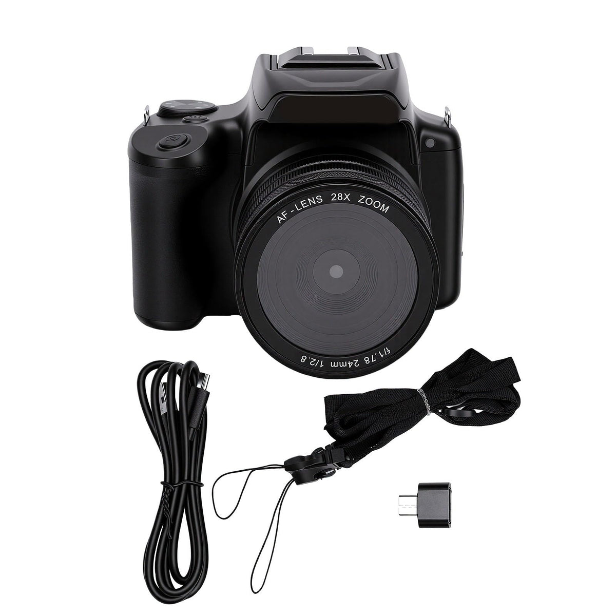 Fockety Cámara réflex Digital, Pantalla 2.8 Pulgadas, cámara Digital 4K con Pantalla abatible 180° y Flash, Enfoque automático, Zoom 28x para Adolescentes Principiantes en fotografía