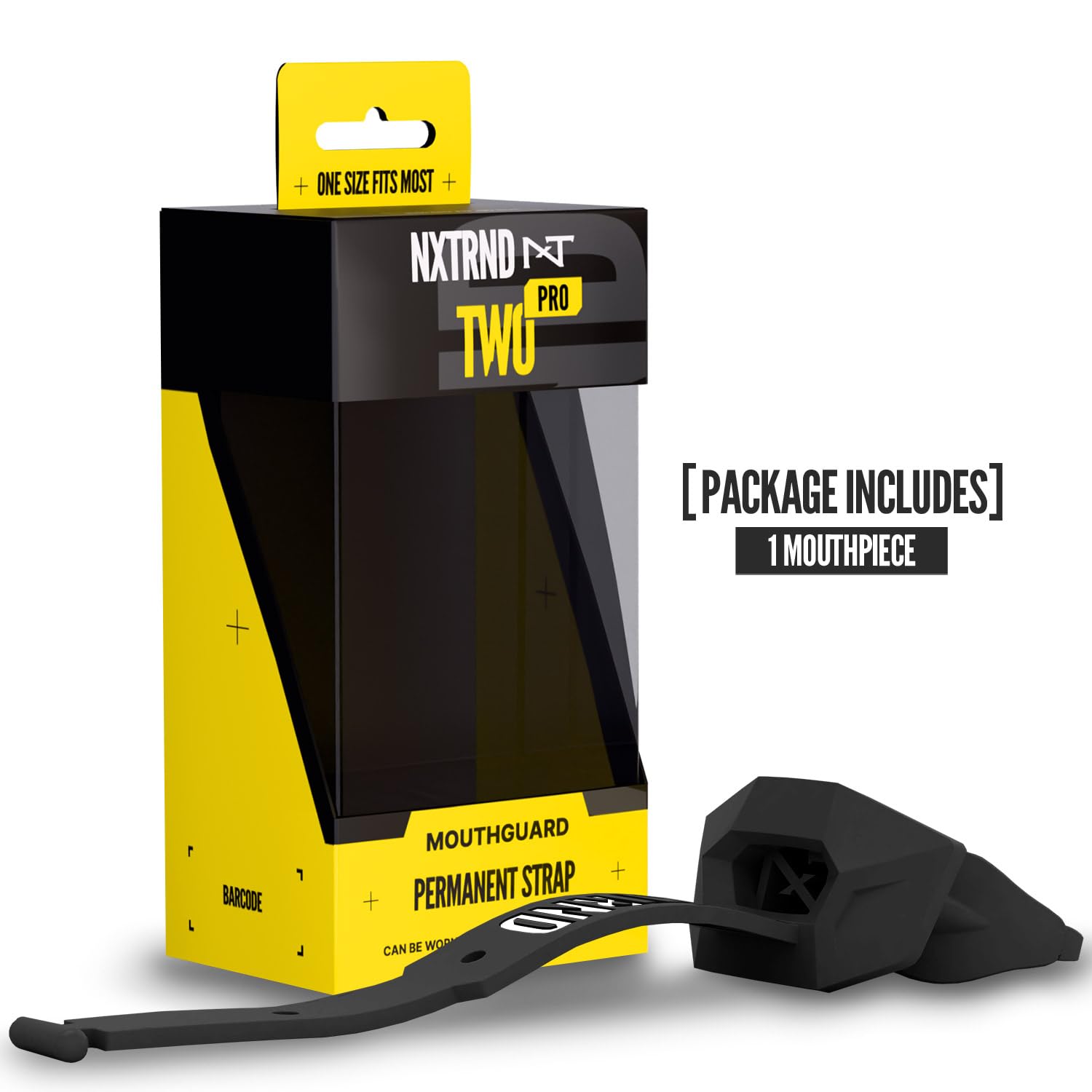 Nxtrnd Two Pro - Protector bucal de fútbol, correa permanente, para adultos y jóvenes (negro)
