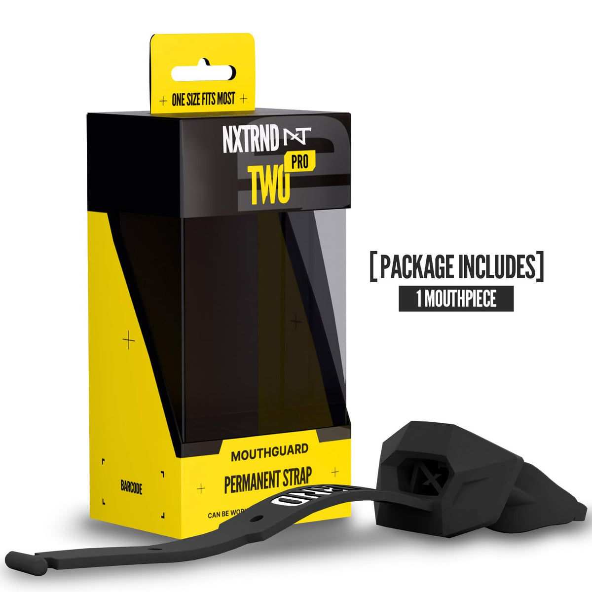 Nxtrnd Two Pro - Protector bucal de fútbol, correa permanente, para adultos y jóvenes (negro)