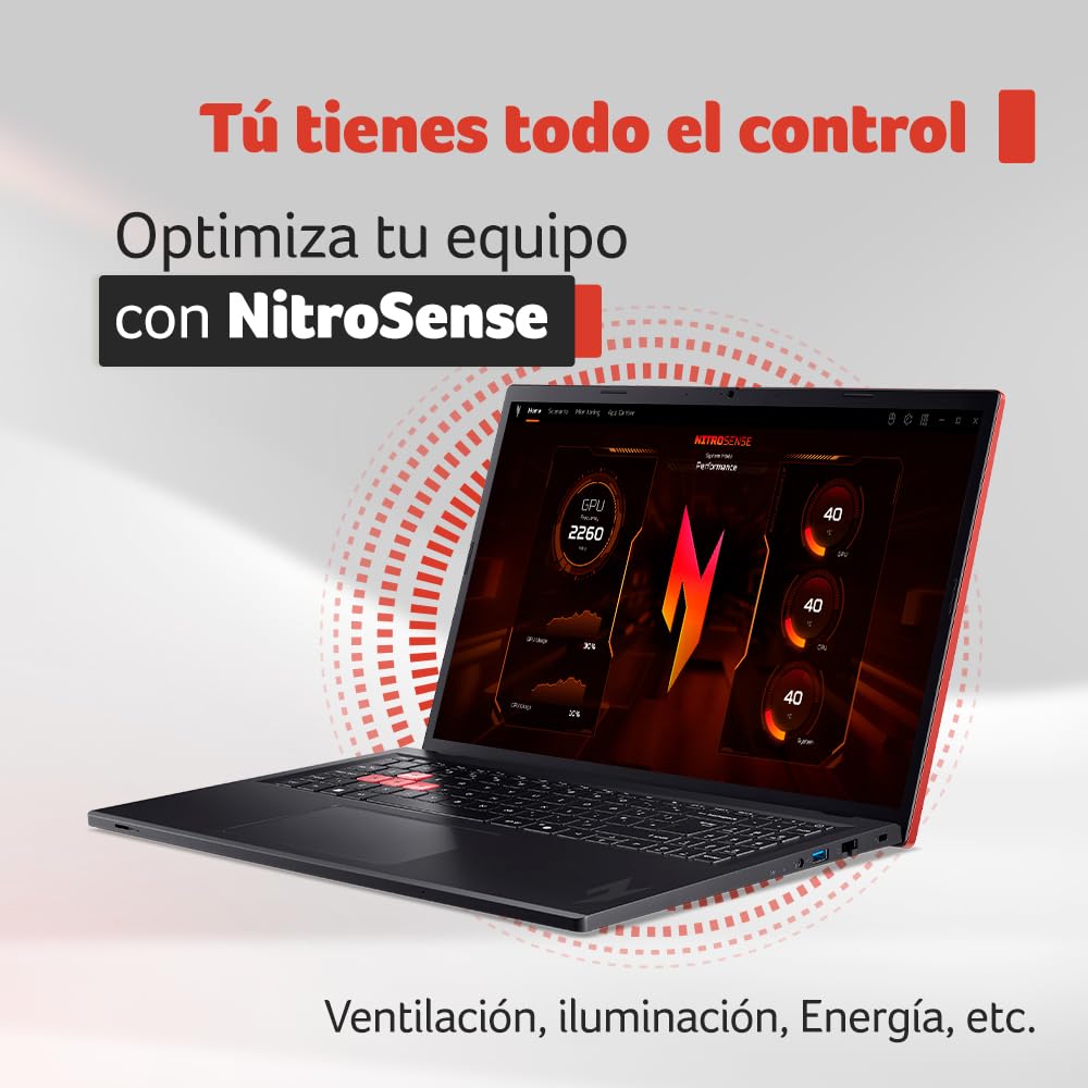 Acer Laptop Gamer Nitro Lite 16" WUXGA 165Hz Core i5-13420H 16GB RAM 512GB SSD | GeForce RTX 4050 | Seguro contra Robo y catástrofes Naturales, Gratis por un año.