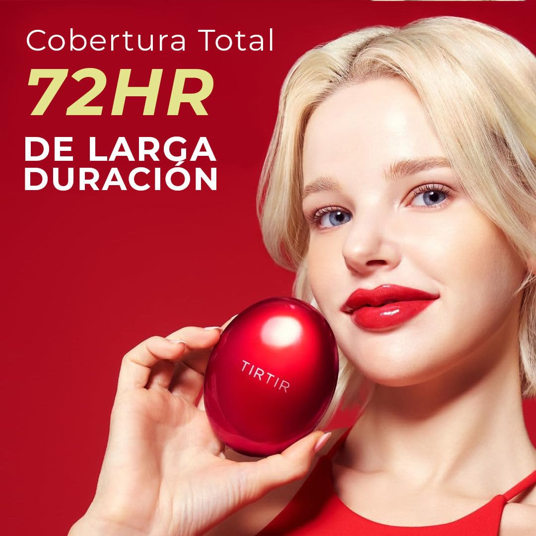 TIRTIR - Mask Fit Red Cushion (MINI) 29N NATURAL BEIGE 4.5 g. - base de maquillaje de alta cobertura, Acabado Satinado, Larga Duración hasta 72H, Ligera y Transpirable