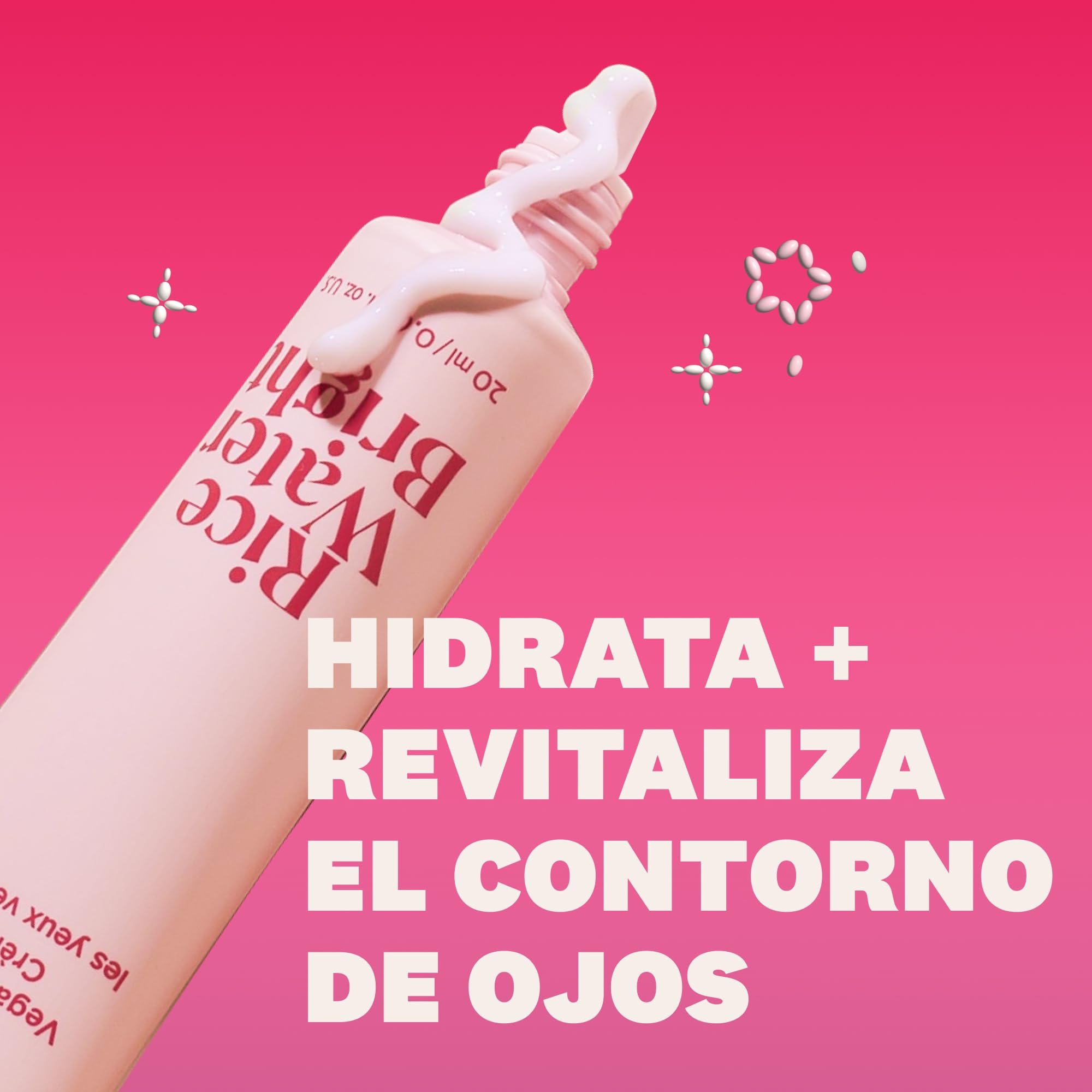 The Face Shop Rice Water Bright - Crema Coreana para Contorno de Ojos Vegana de Agua de Arroz | Anti-Ojeras Oscuras y Líneas Finas | K-Beauty Iluminadora y Despigmentante | Hidratación Profunda y Rápida Absorción