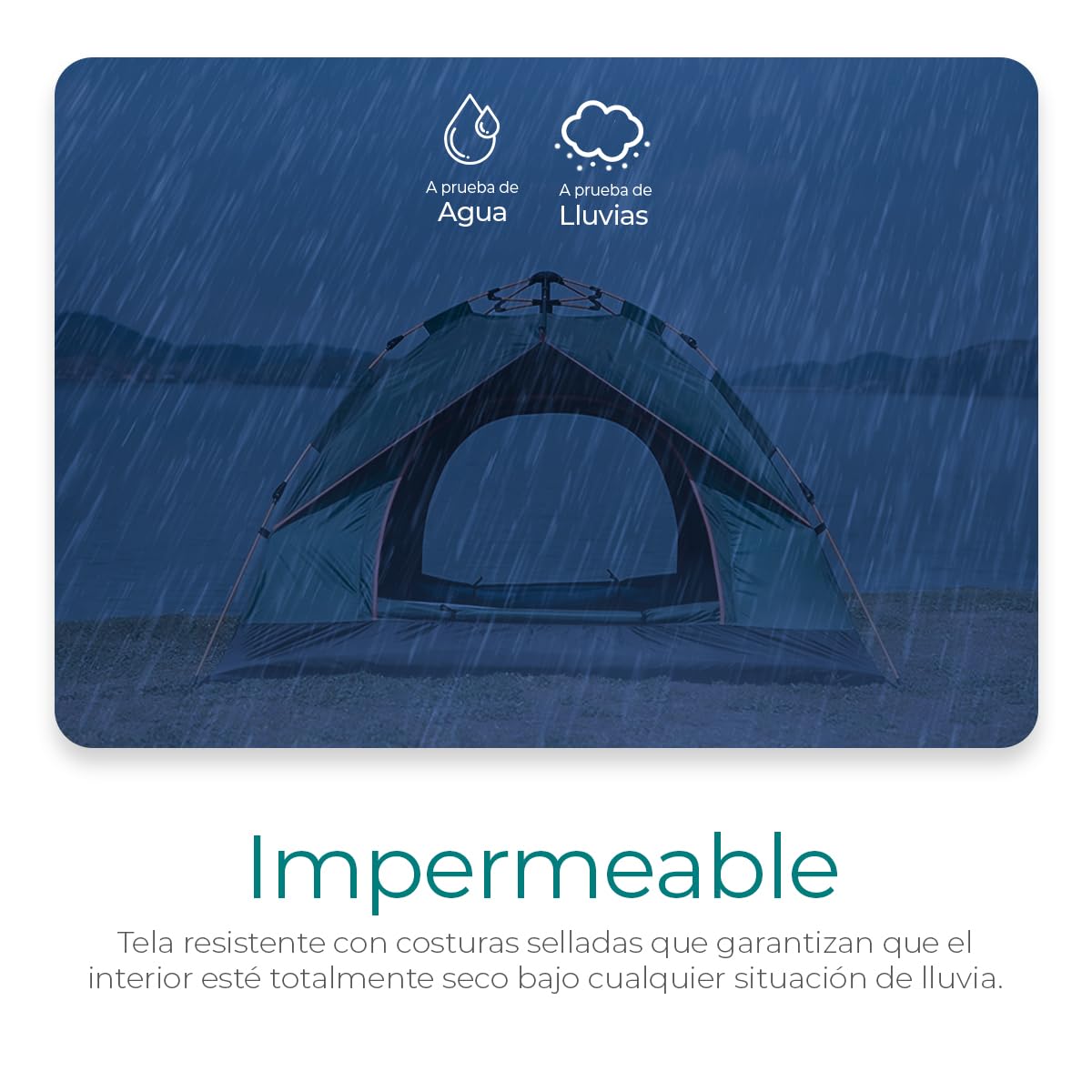 Raganet, Casa de Campaña para 3/4 Personas, Carpa Plegable de 2 Entradas, Tienda de Camping de 180cm X 140cm, Material Impermeable, Armado Sencillo, Bolsa de Almacenamiento