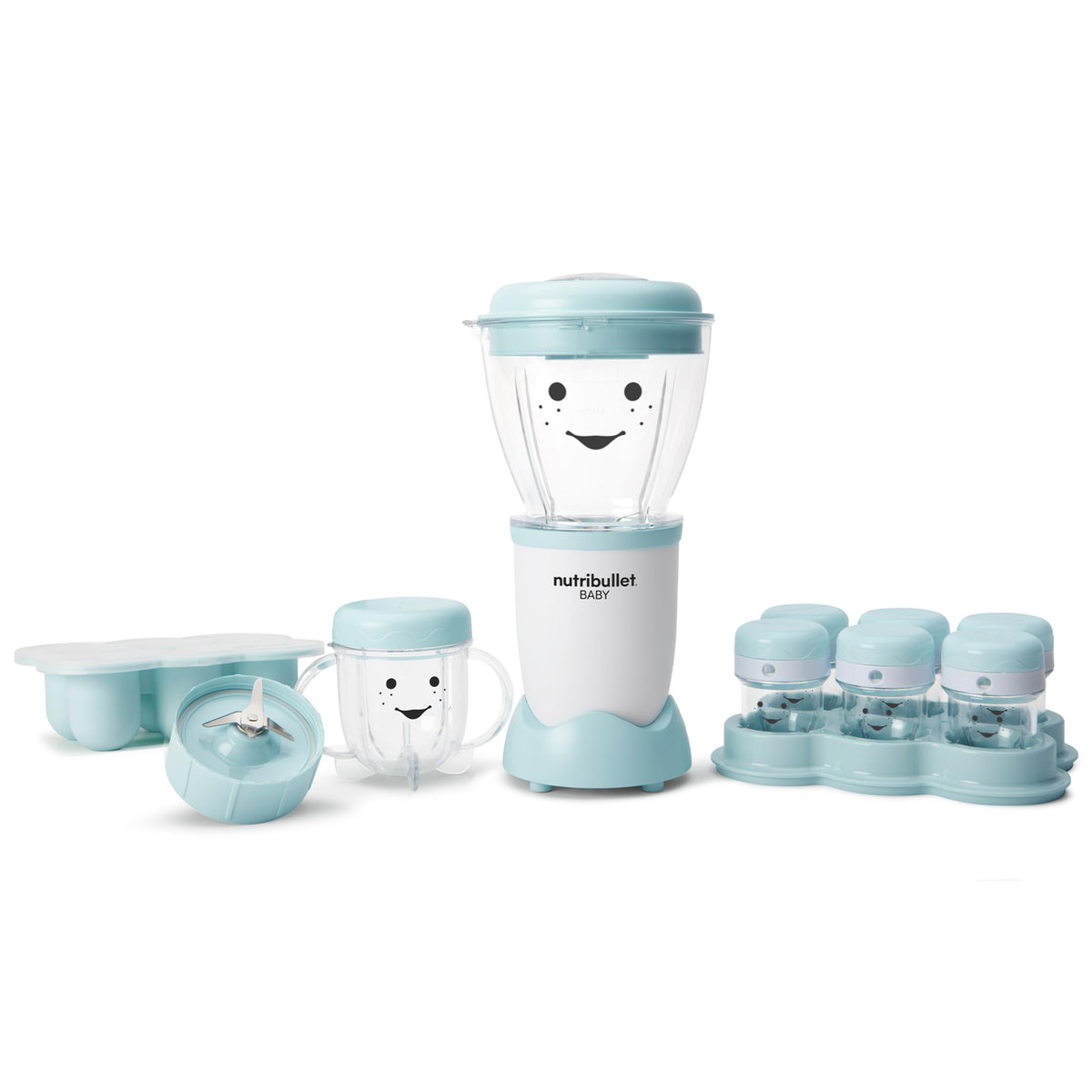 NutriBullet NBY-50100 - Sistema completo para hacer alimentos, 32 onzas, blanco, azul, transparente