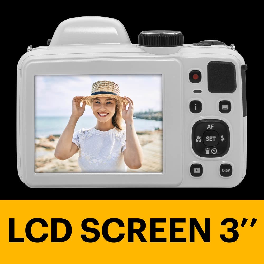 Kodak PIXPRO AZ425-WH 20MP Digital Camera 42X Optical Zoom 24mm Wide Angle Lens 1080P Full HD Video Optical Image Stabilization Li-Ion Battery 3" LCD Vlogging Camera (White)