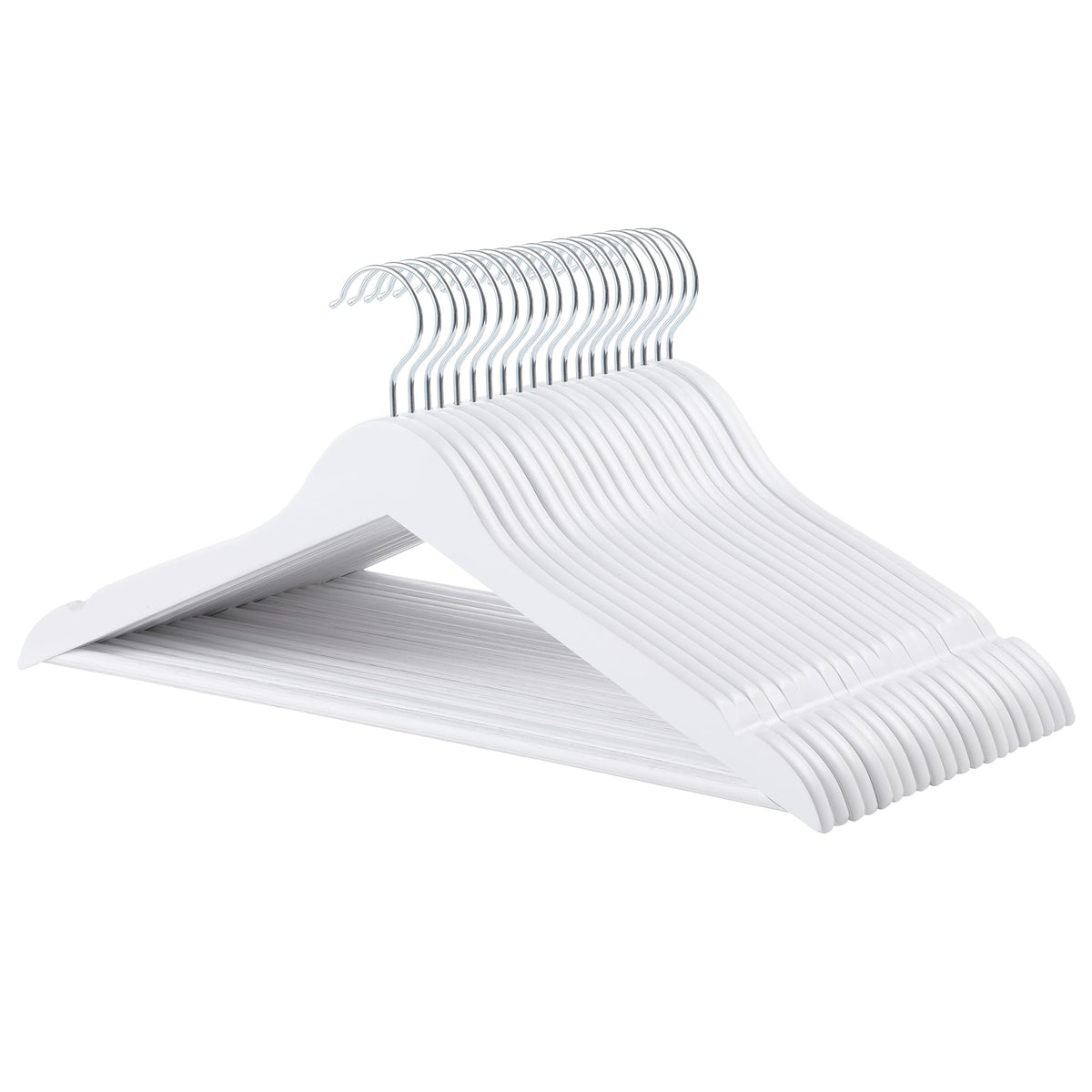 Amazon Basics Ganchos de madera duraderas para ropa, paquete de 20, color blanco