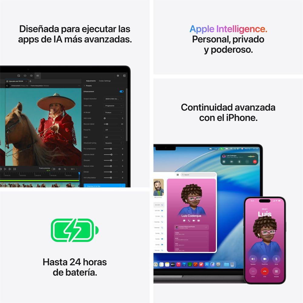 Apple 2026 MacBook Pro (de 16 Pulgadas, Chip M5 Pro de Apple con CPU de 18 núcleos y GPU de 20 núcleos, 24GB Memoria unificada, 1 TB) - Negro Espacial