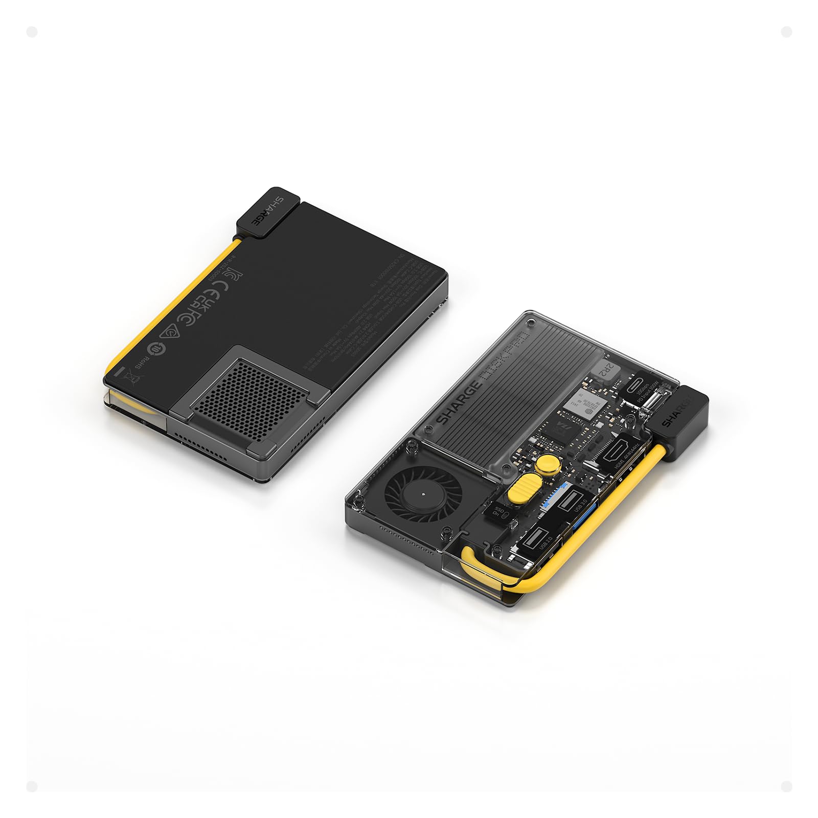 Sharge Disk Pro SSD portátil de 1 TB con refrigeración activa, concentrador de 4 puertos con HDMI 2.1, cable de 10 Gbps, unidad de estado sólido externa magnética para MacBook, PC, consola y más