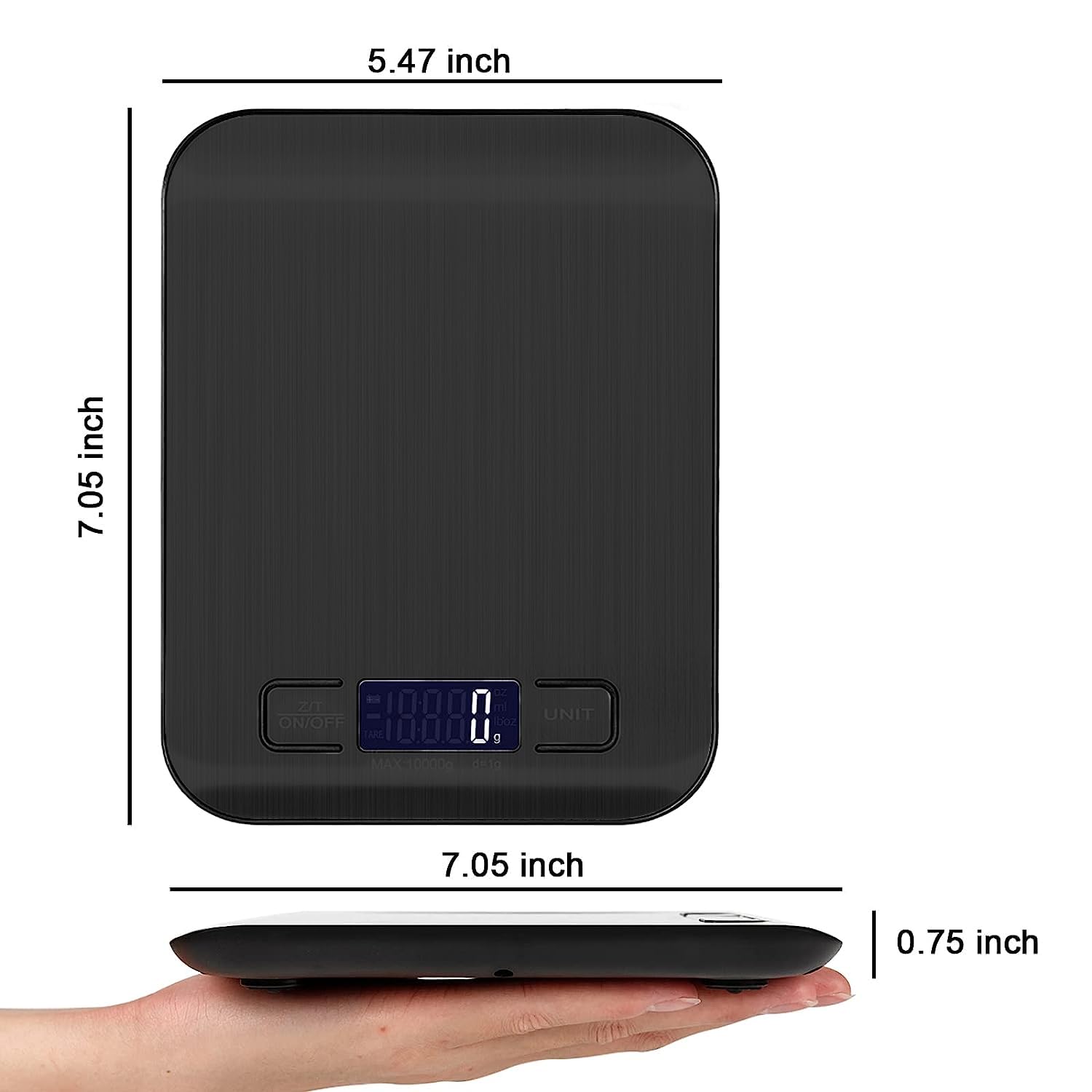 ZENSUKYE 10kg/1g Báscula de Cocina Peso Cocina Digital USB Recargable Balanza de Alimentos de Alta Precisión con Pantalla LCD y Funcion Tara