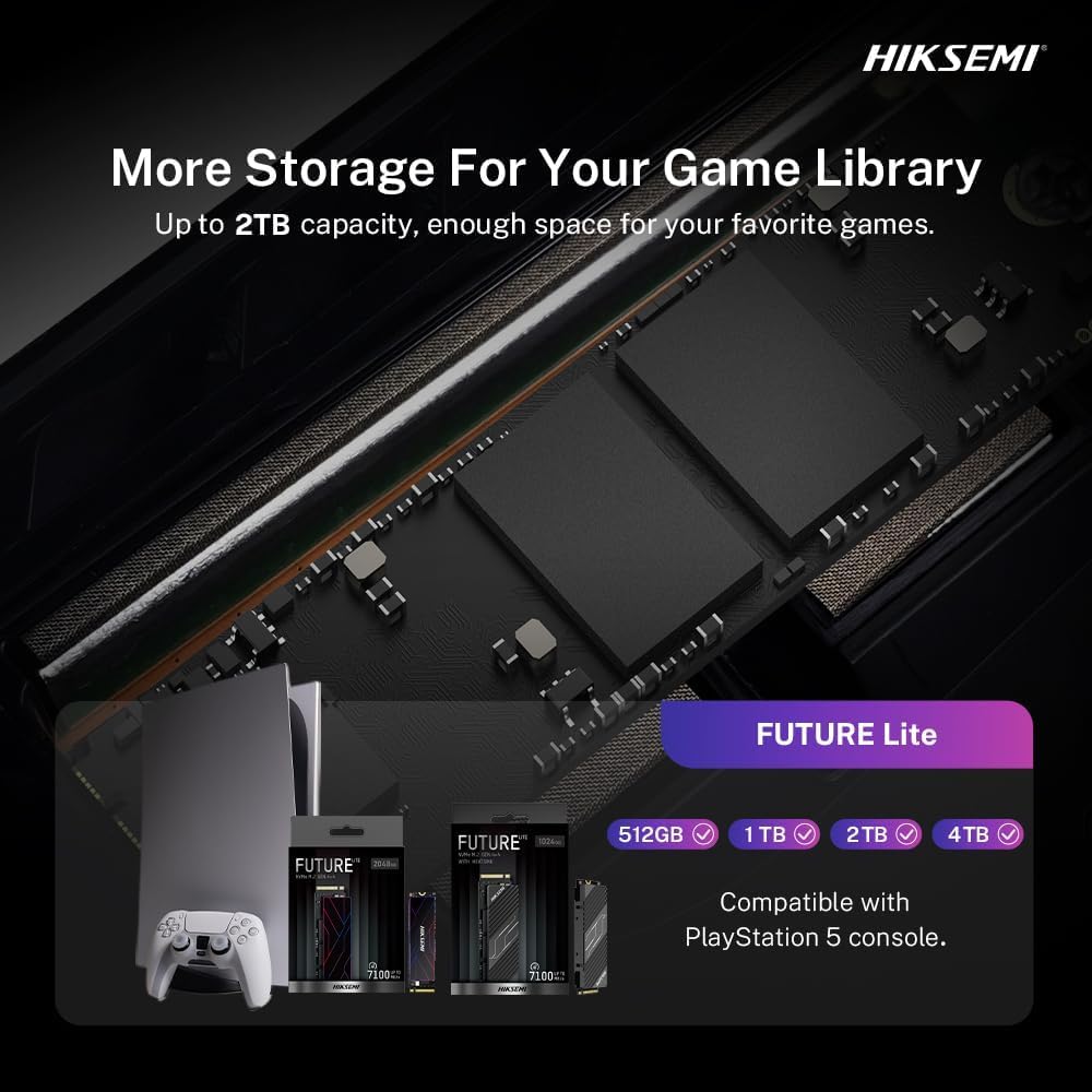 HIKSEMI Future Lite SSD 2TB, PCIe 4.0x4 NVMe M.2 2280, Velocidad de Lectura: 7,100MB/s, Escritura: 6,350MB/s, Ideal para Gaming de Alto Rendimiento