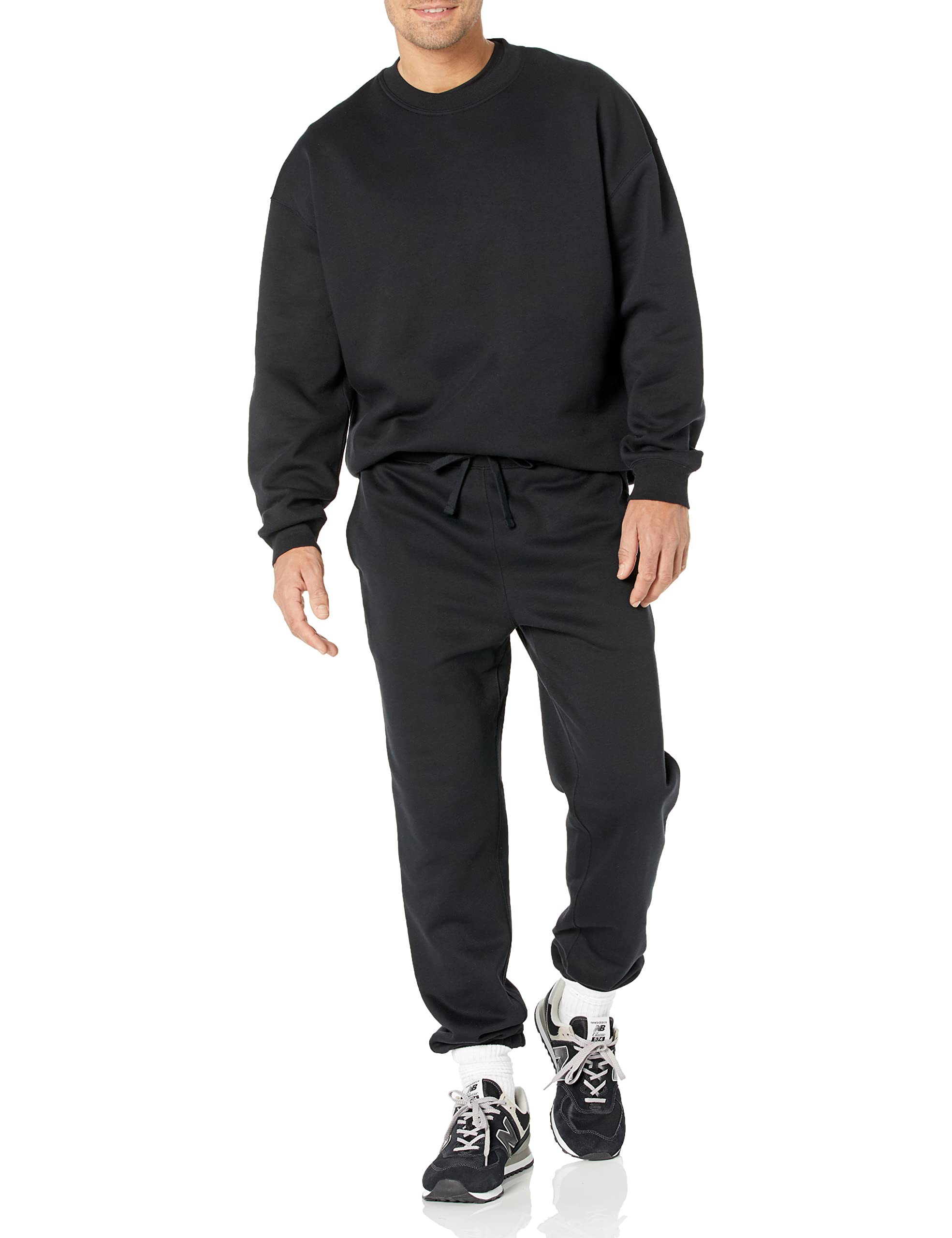 Amazon Essentials Men's Relaxed-Fit Closed-Bottom Sweatpants (Available in Big & Tall), Black, Medium