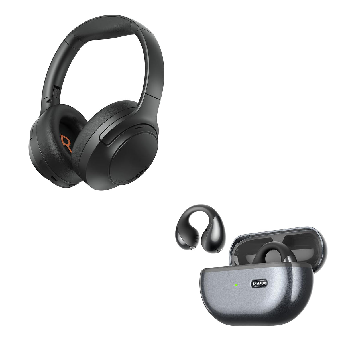 SoundPEATS Cove Pro + PearlClip Pro Audífonos Inalámbricos Over-Ear y Open-Ear Hi-Res, ANC Adaptativa, Bluetooth 6.0, Audio Premium
