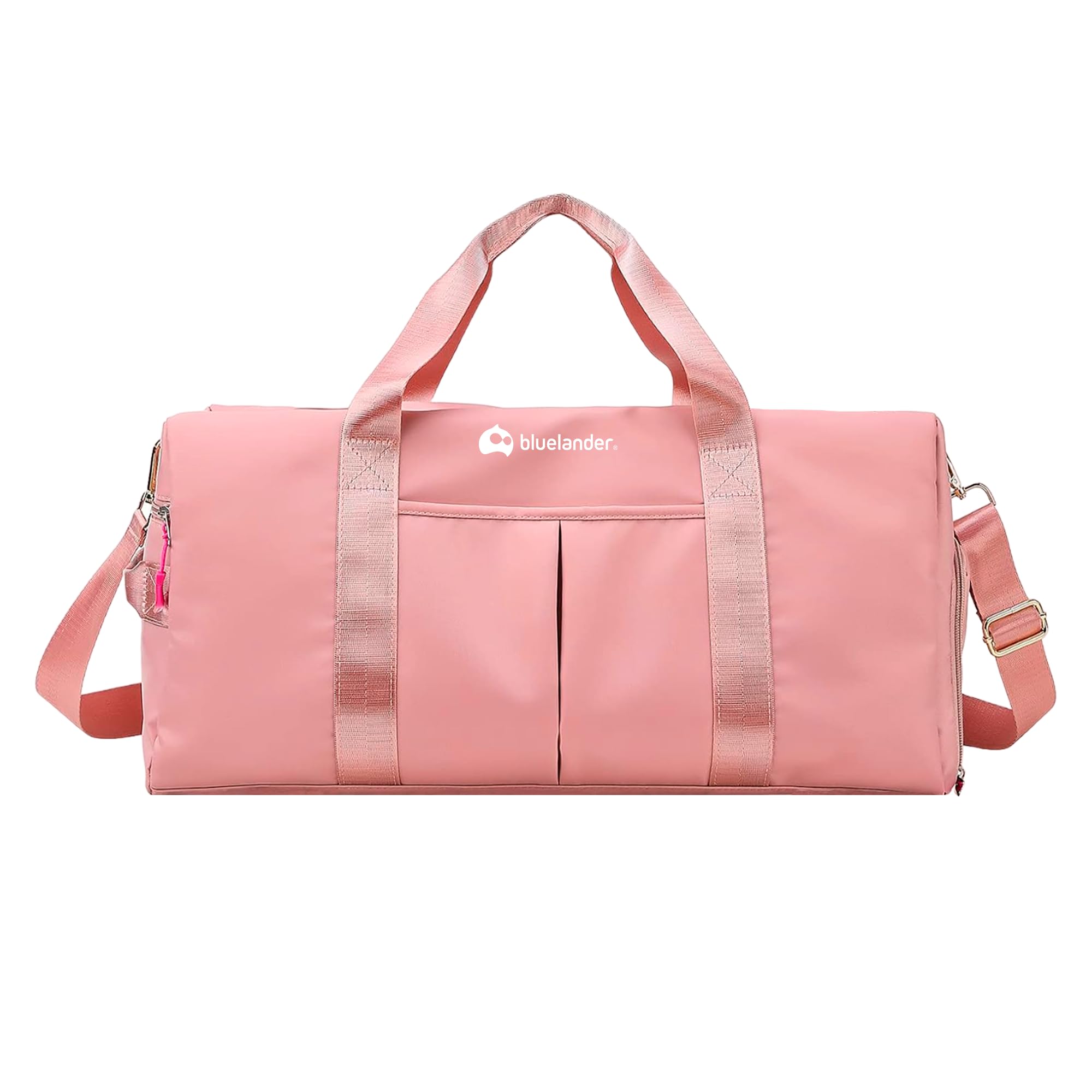 Bluelander Maleta Deportiva de Mano para Gimnasio, Compartimento para Zapatos, Bolso de Viaje, Bolsillo Impermeable, Resistente, Correa Ajustable Perfecta Gimnasio, Natación y Viaje (Rosa Pastel)