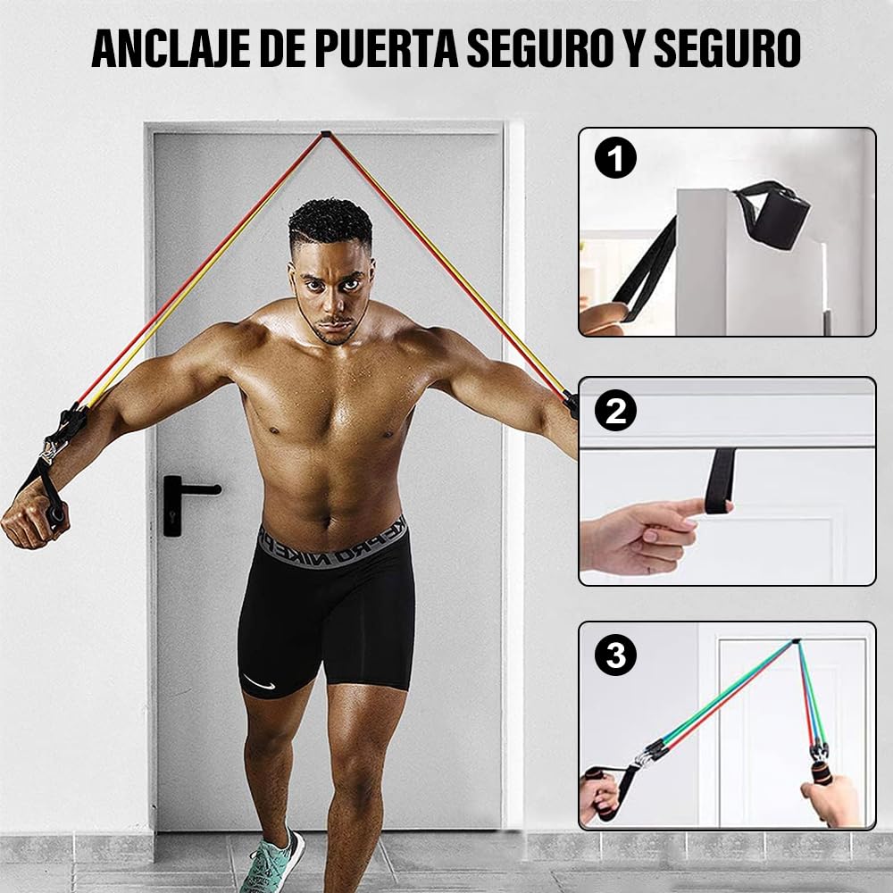 Ligas de Resistencia para Ejercicio 100LBS, EASYTAO 17PCS Bandas de Resistencia, Correas de Yoga Elásticas de Látex, Bolsa de Transporte, Correas para Tobillo y Accesorio de Anclaje para Puerta