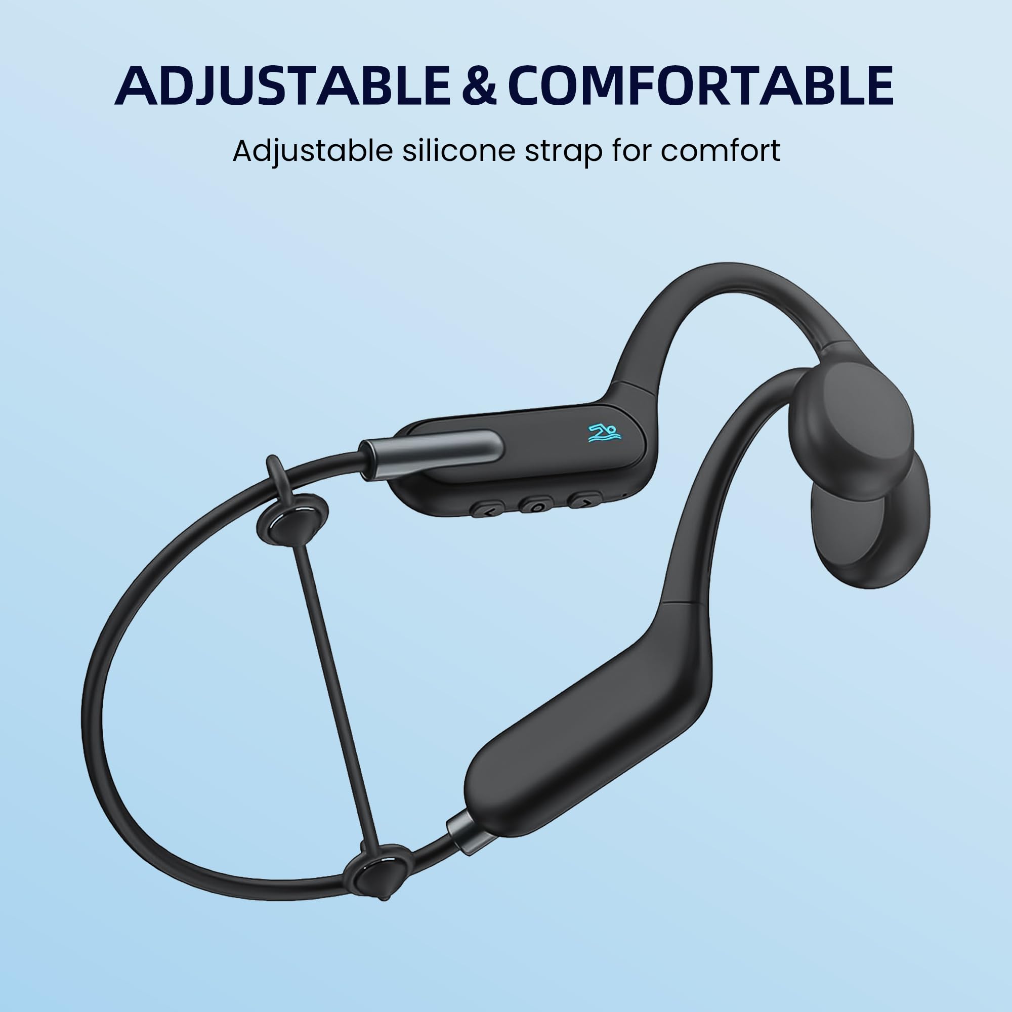 HIFI WALKER Audífonos para Nadar de Conducción Ósea, Audífonos Sumergibles IPX8 para Natación y Alberca, Bluetooth con Modo MP3 Integrado, Diseño Open Ear para Deportes Acuáticos