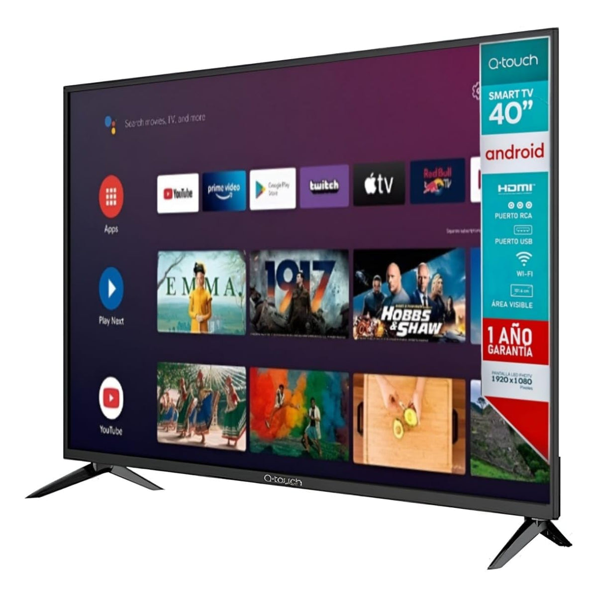 Q-Touch - Smart TV Android 40" HD - Pantalla LED, WiFi, Netflix, Youtube