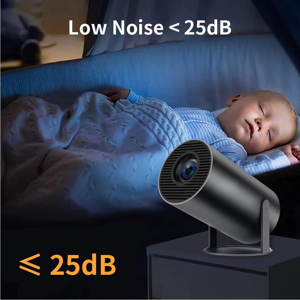 KUNEM Mini Proyector Portátil 4K, 250 ANSI/10000 Lúmenes, WiFi 6 y BT 5.2, Sistema Android 13 Integrado Corrección Trapezoidal Automática Rotación de Imagen 270°, Compatible con HDMI/iOS/Phone/PC/PS.