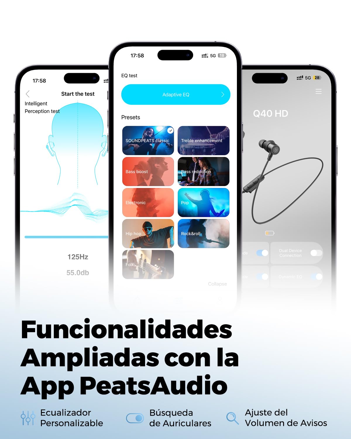 SoundPEATS Q40HD Audífonos Deportivos Hi-Res LDAC Drivers Duales 11mm IP67