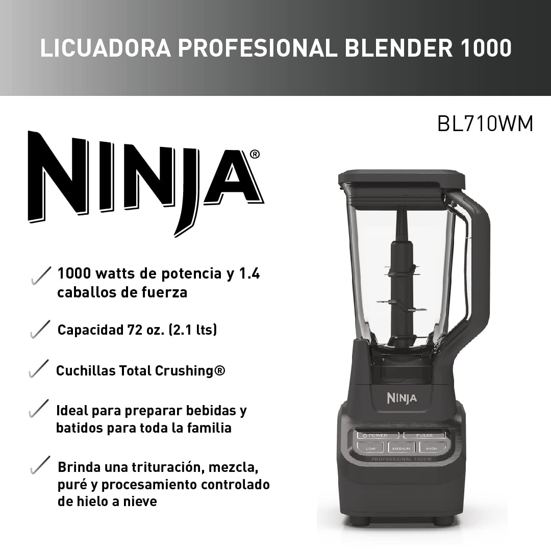 Ninja Licuadora Profesional con 4 velocidades, 1000W - BL710WM