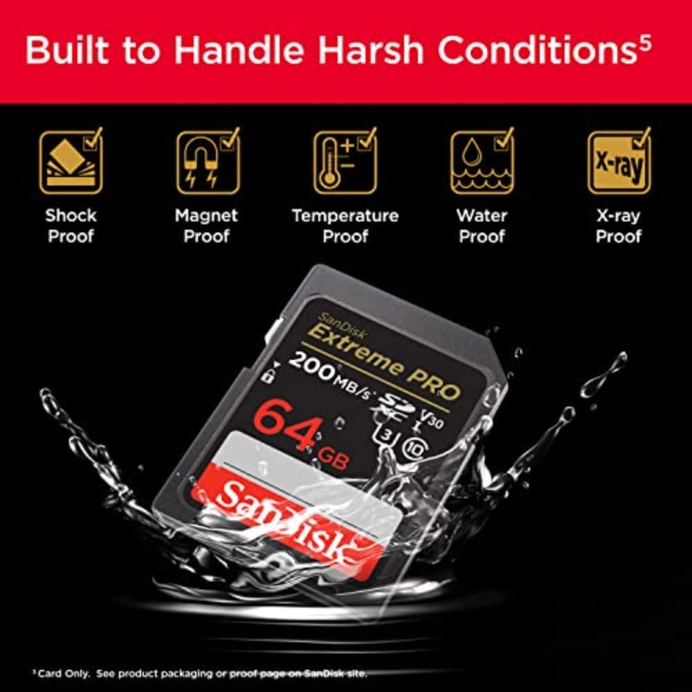 SanDisk Tarjeta de Memoria Extreme Pro SDXC UHS-I de 64 GB, C10, U3, V30, 4K UHD, Tarjeta SD - SDSDXXU-064G-GN4IN