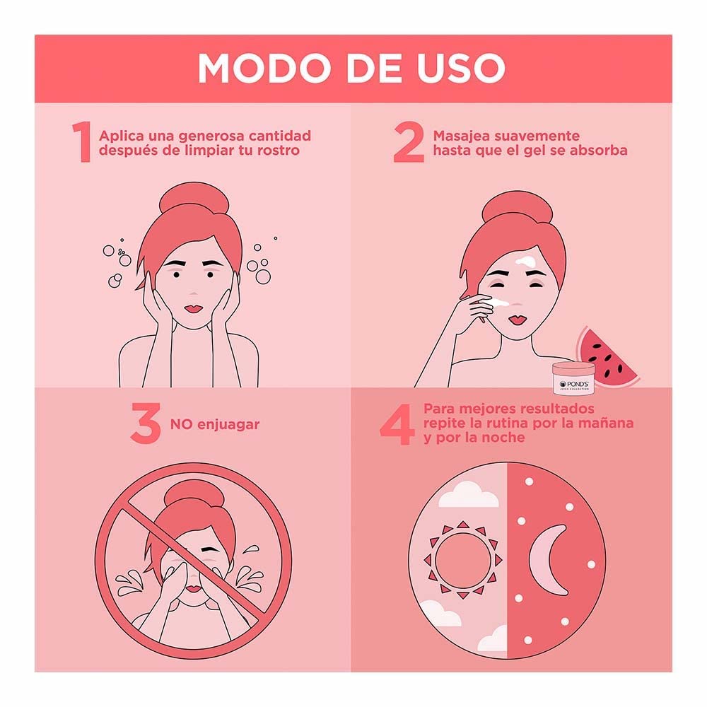 Pond's Cuidado Facial Fruity Hydra Fresh Sandía, Gel Hidratante, 110 g