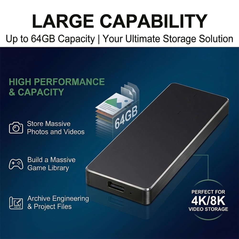 Unidad de estado sólido portátil SSD portátil de 2 TB, unidad de estado sólido USB-C de alta velocidad con funda protectora
