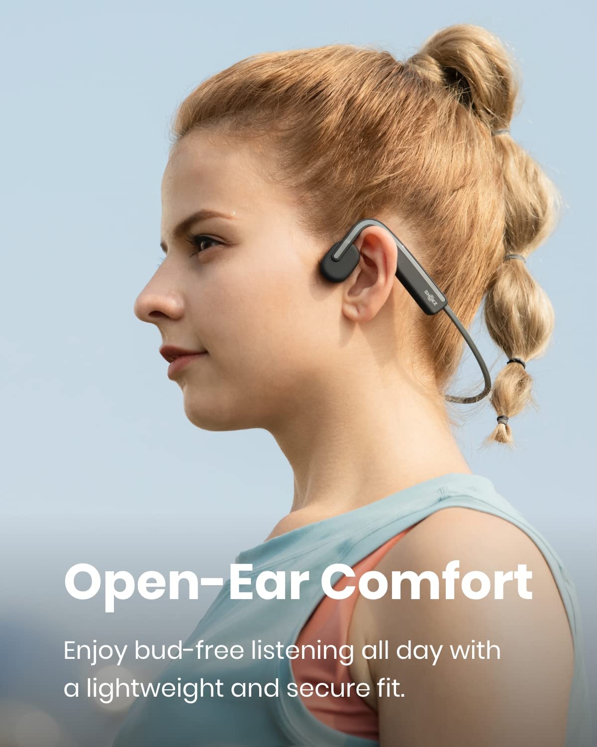 SHOKZ OpenMove auriculares conducción ósea,Open-Ear auriculares deportivos inalámbricos con Bluetooth y micrófono,auriculares resistencia al agua IP55 para correr y ejercicio,6h Duración Batería, Gris