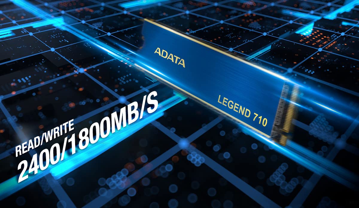 ADATA Legend 710 256GB NVMe M.2 2280 SSD (Lectura hasta 2100MB/s y Escritura hasta 1000MB/s)