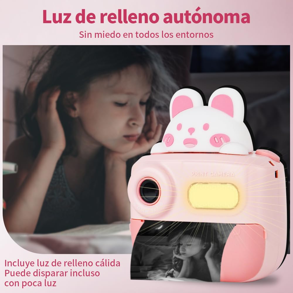 Vantisan Cámara para niños con Impresión Instantánea de 48 MP y 1080P, Camara Instanea con tarjeta SD de 32 GB, Papel de impresión, Cámara digital de selfies y video, regalos para niños de 3 a 12 años