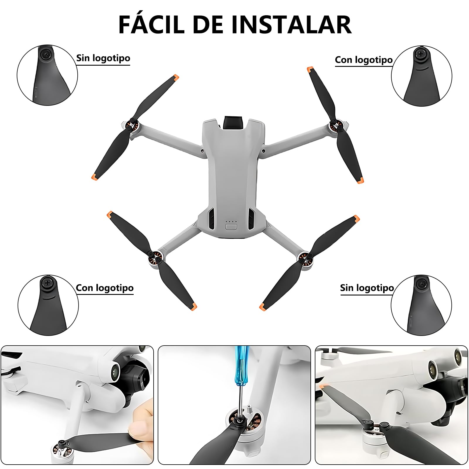 UYBNBVD 16 Hélices DJI Mini 3 Pro/Mini 4 Pro - Accesorios de Repuesto de Bajo Ruido y Liberación Rápida