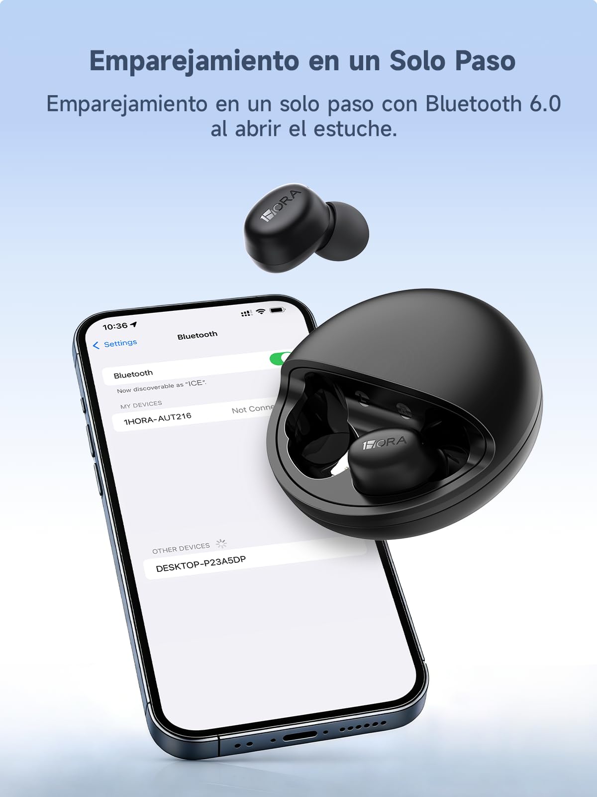 1 Hora Audífonos Inalámbricos TWS Ultra Ligeros con Estuche Giratorio